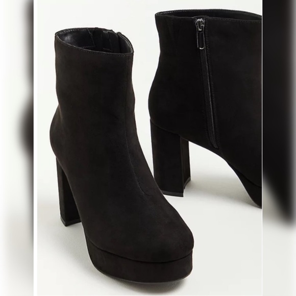 Torrid Black Platform Bootie Suede Wide Width - Picture 3 of 12